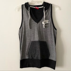 Nike Grey Vneck Hooded Top